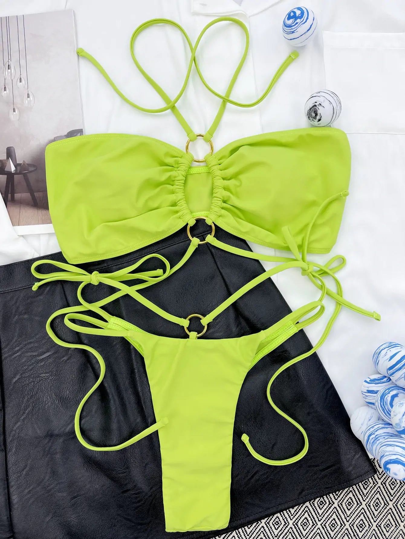 Apple Green Halter Bikini
